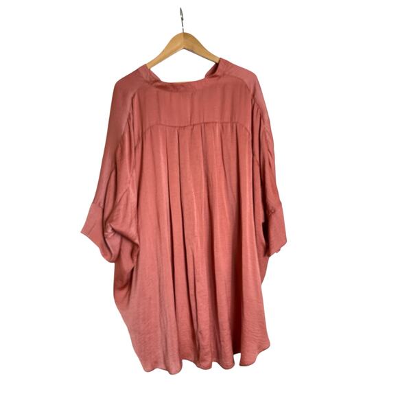 GiGio Women's Oversized Loose Fit Button Down Top Hi-Low Hem Size L Rose - Picture 5 of 8